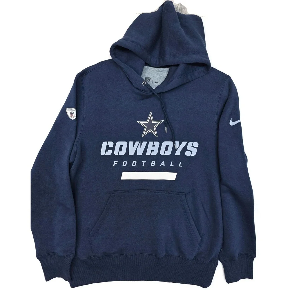 Dallas Cowboys Hoodie Sweatshirt Mens Medium Blue NFL Football Nike Training - Picture 14 of 16